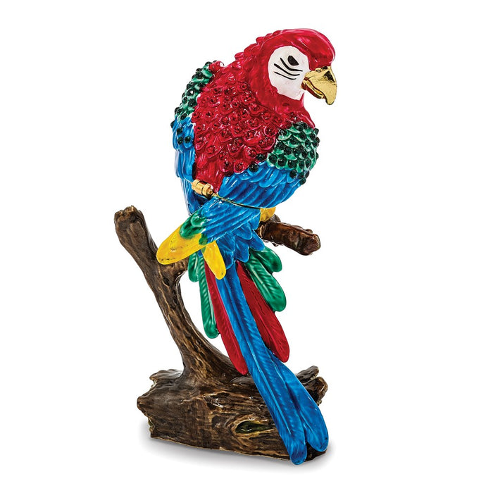 Jere Luxury Giftware, Bejeweled GOLDNOSE Macaw Parrot Trinket Box with Matching Pendant