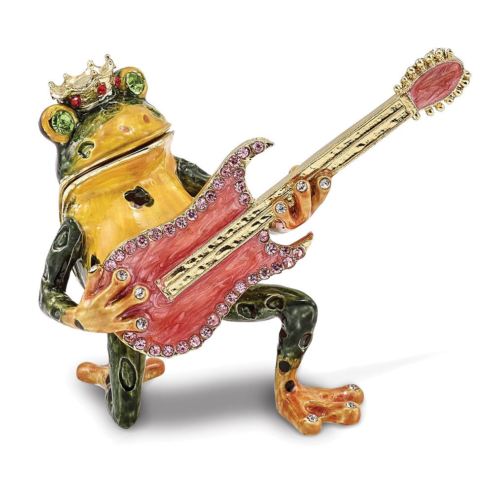 Jere Luxury Giftware, Bejeweled KEITH Rocks Musician Frog Trinket Box with Matching Pendant Trinket Box & Keepsake Container Collectible Gift by Jere Luxury Giftware
