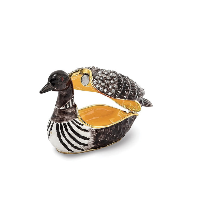 Jere Luxury Giftware, Bejeweled CARLO Loon Duck Trinket Box with Matching Pendant