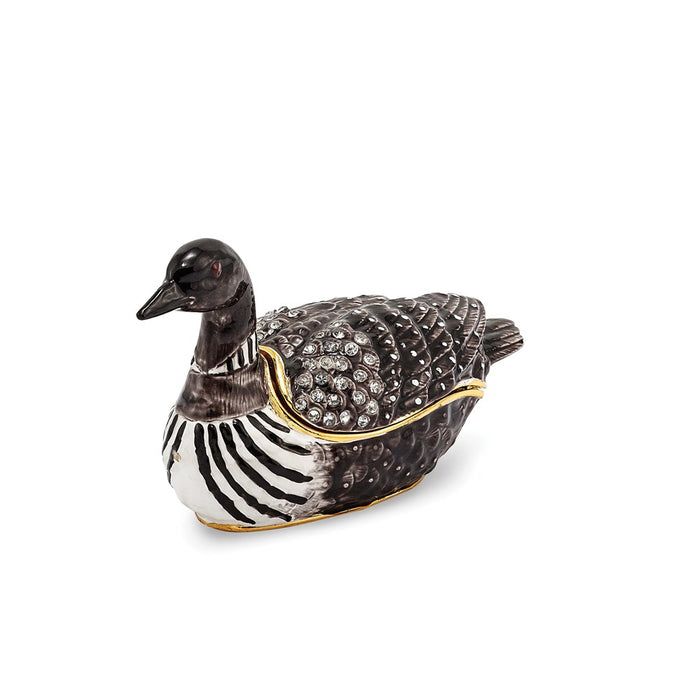 Jere Luxury Giftware, Bejeweled CARLO Loon Duck Trinket Box with Matching Pendant