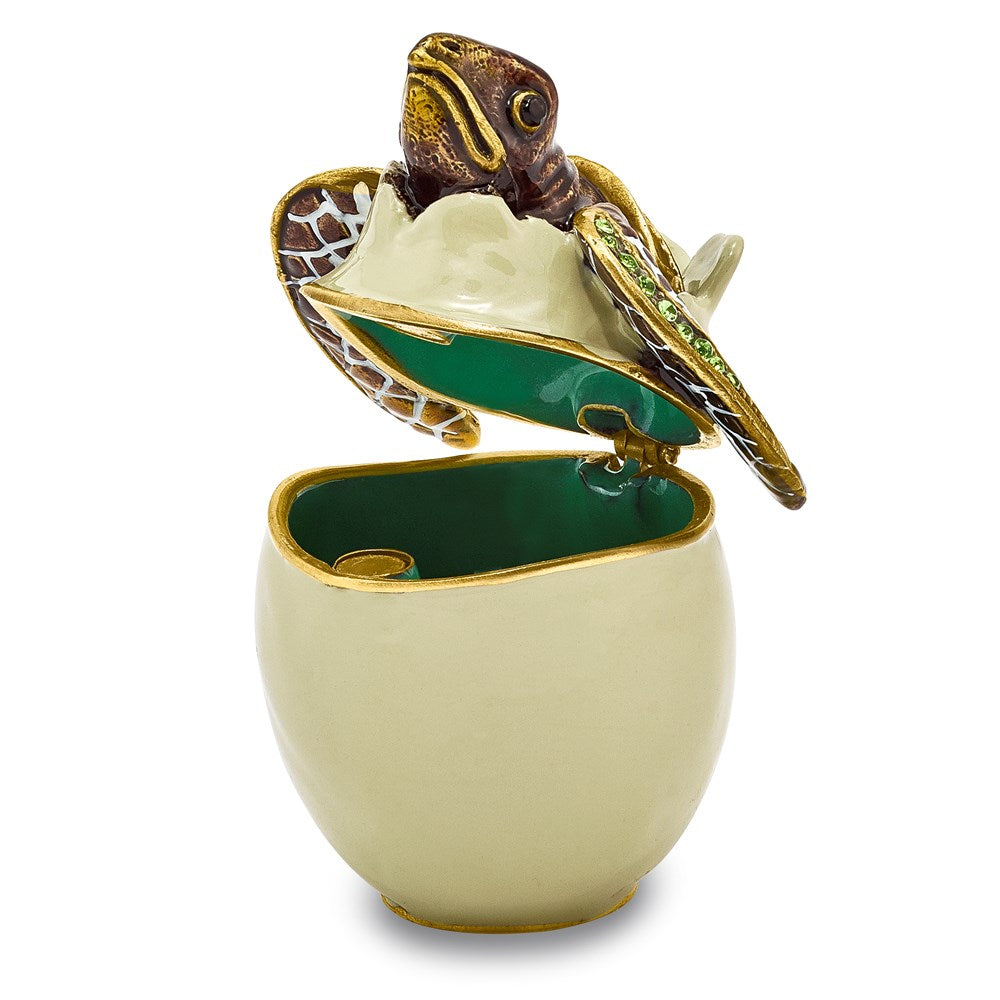 Jere Luxury Giftware, Bejeweled EGGBERT Turtle Hatchling Trinket Box with Matching Pendant Trinket Box & Keepsake Container Collectible Gift by Jere Luxury Giftware