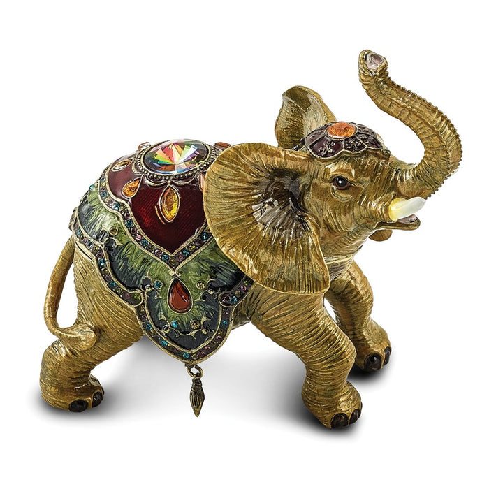 Jere Luxury Giftware, Bejeweled TALLIE Taj Mahal Elephant Trinket Box with Matching Pendant