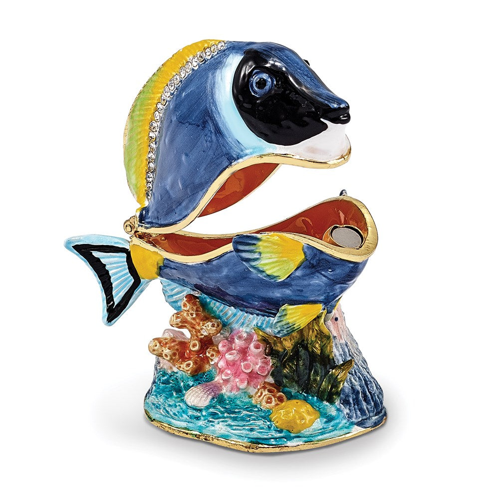 Jere Luxury Giftware, Bejeweled BLAKE Blue Tang Fish Trinket Box with Matching Pendant Trinket Box & Keepsake Container Collectible Gift by Jere Luxury Giftware