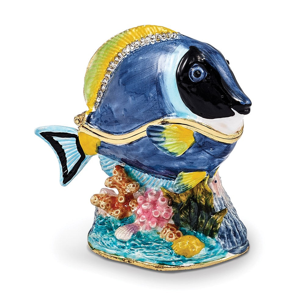 Jere Luxury Giftware, Bejeweled BLAKE Blue Tang Fish Trinket Box with Matching Pendant Trinket Box & Keepsake Container Collectible Gift by Jere Luxury Giftware