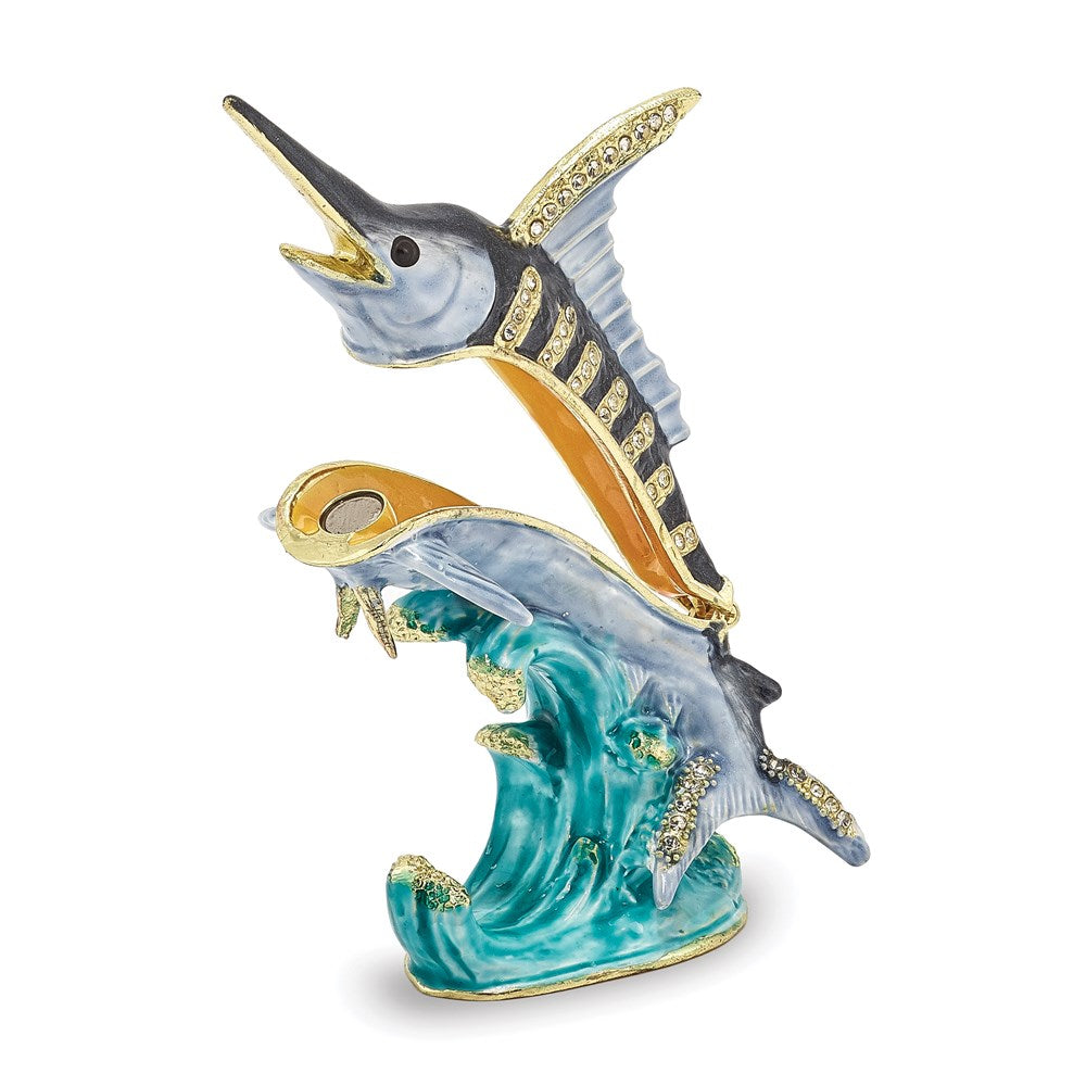Jere Luxury Giftware, Bejeweled SAMMY Swordfish Trinket Box with Matching Pendant Trinket Box & Keepsake Container Collectible Gift by Jere Luxury Giftware