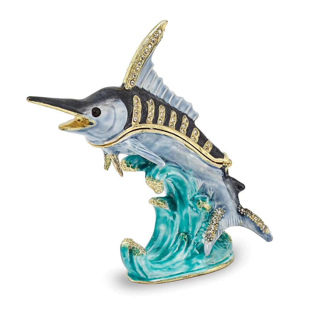 Jere Luxury Giftware, Bejeweled SAMMY Swordfish Trinket Box with Matching Pendant Trinket Box & Keepsake Container Collectible Gift by Jere Luxury Giftware