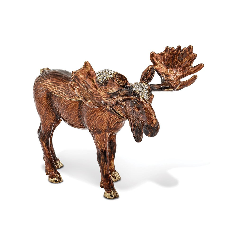 Jere Luxury Giftware, Bejeweled MILTON Moose Trinket Box with Matching Pendant Trinket Box & Keepsake Container Collectible Gift by Jere Luxury Giftware