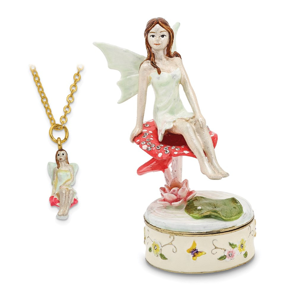 Jere Luxury Giftware, Bejeweled DEVON Little Pixie Trinket Box with Matching Pendant Trinket Box & Keepsake Container Collectible Gift by Jere Luxury Giftware
