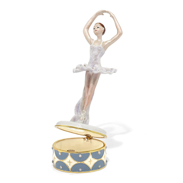 Jere Luxury Giftware, Bejeweled BLYTHE Ballerina on Point Trinket Box with Matching Pendant