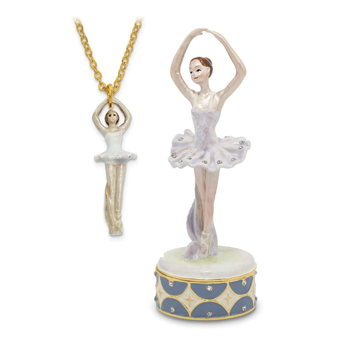 Jere Luxury Giftware, Bejeweled BLYTHE Ballerina on Point Trinket Box with Matching Pendant