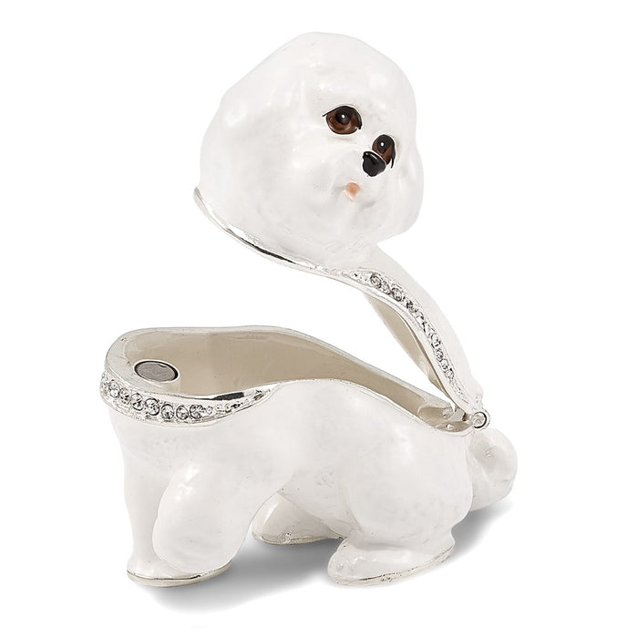 Jere Luxury Giftware, Bejeweled BRENDA Bichon Frise Trinket Box with Matching Pendant