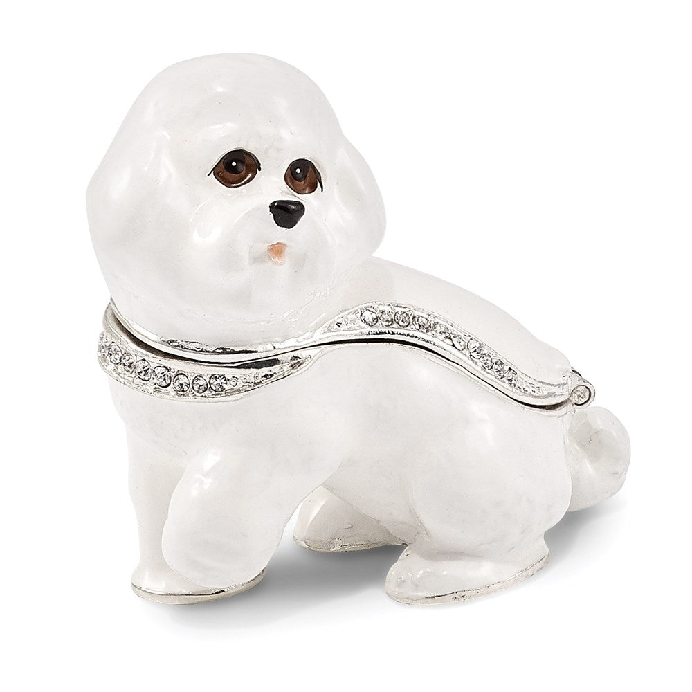 Jere Luxury Giftware, Bejeweled BRENDA Bichon Frise Trinket Box with Matching Pendant Trinket Box & Keepsake Container Collectible Gift by Jere Luxury Giftware