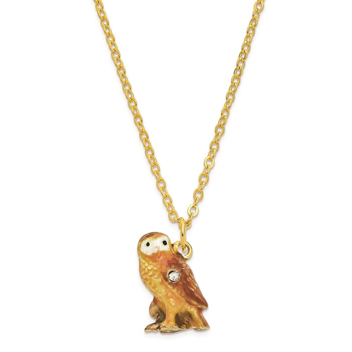 Jere Luxury Giftware, Bejeweled MR. WHOO Barn Owl Trinket Box with Matching Pendant