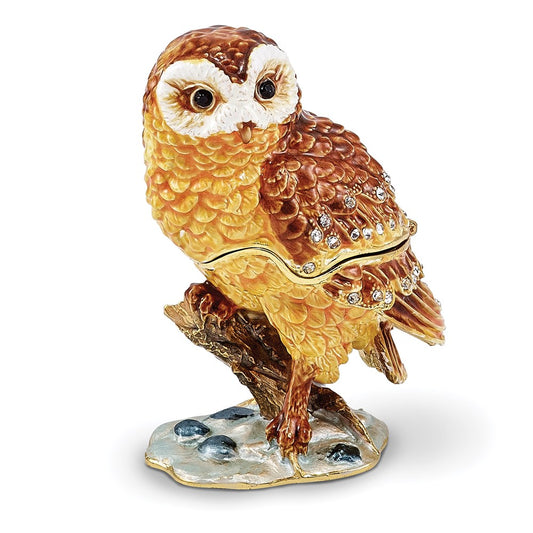 Jere Luxury Giftware, Bejeweled MR. WHOO Barn Owl Trinket Box with Matching Pendant Trinket Box & Keepsake Container Collectible Gift by Jere Luxury Giftware