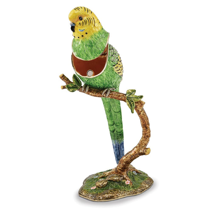 Jere Luxury Giftware, Bejeweled PACO Large Parakeet Parrot Trinket Box with Matching Pendant