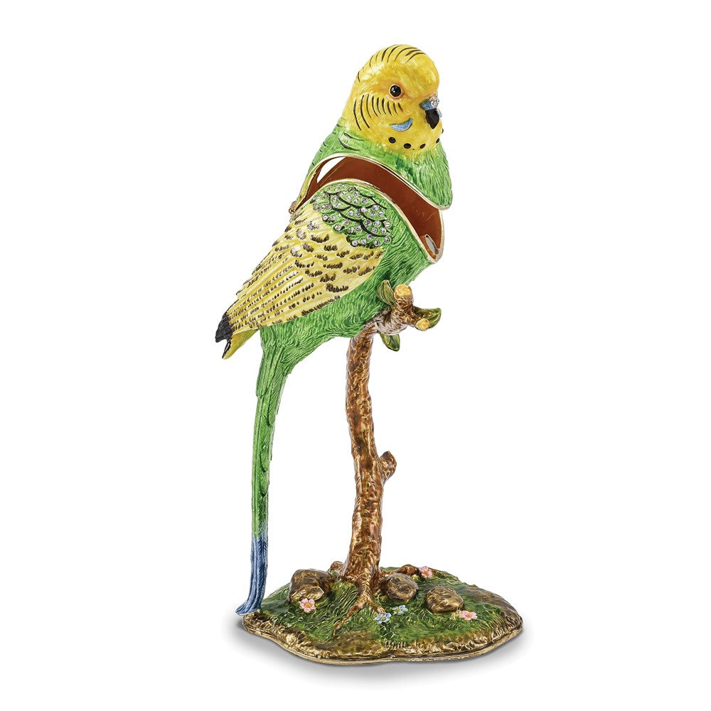 Jere Luxury Giftware, Bejeweled PACO Large Parakeet Parrot Trinket Box with Matching Pendant Trinket Box & Keepsake Container Collectible Gift by Jere Luxury Giftware