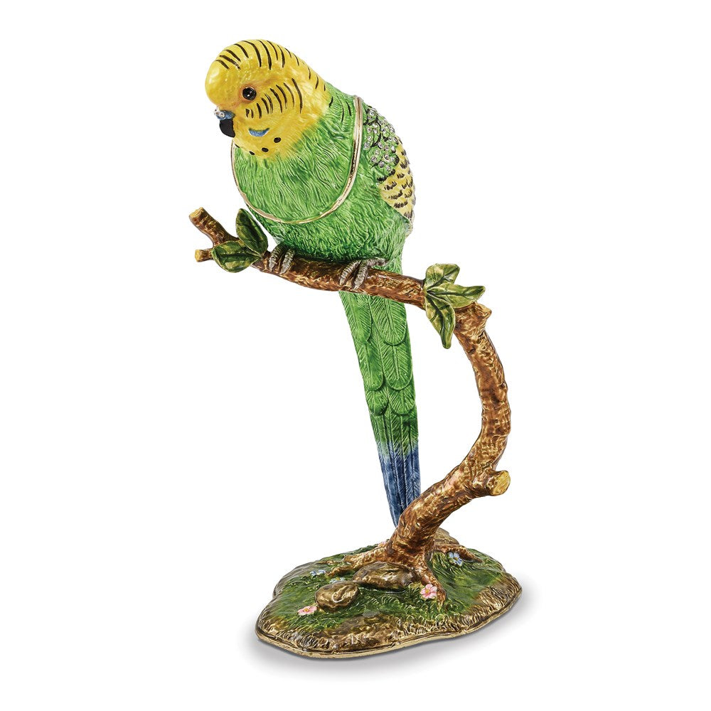 Jere Luxury Giftware, Bejeweled PACO Large Parakeet Parrot Trinket Box with Matching Pendant Trinket Box & Keepsake Container Collectible Gift by Jere Luxury Giftware