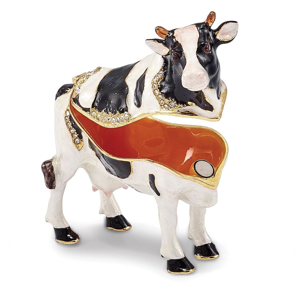 Jere Luxury Giftware, Bejeweled BESSIE Holstein Cow Trinket Box with Matching Pendant Trinket Box & Keepsake Container Collectible Gift by Jere Luxury Giftware