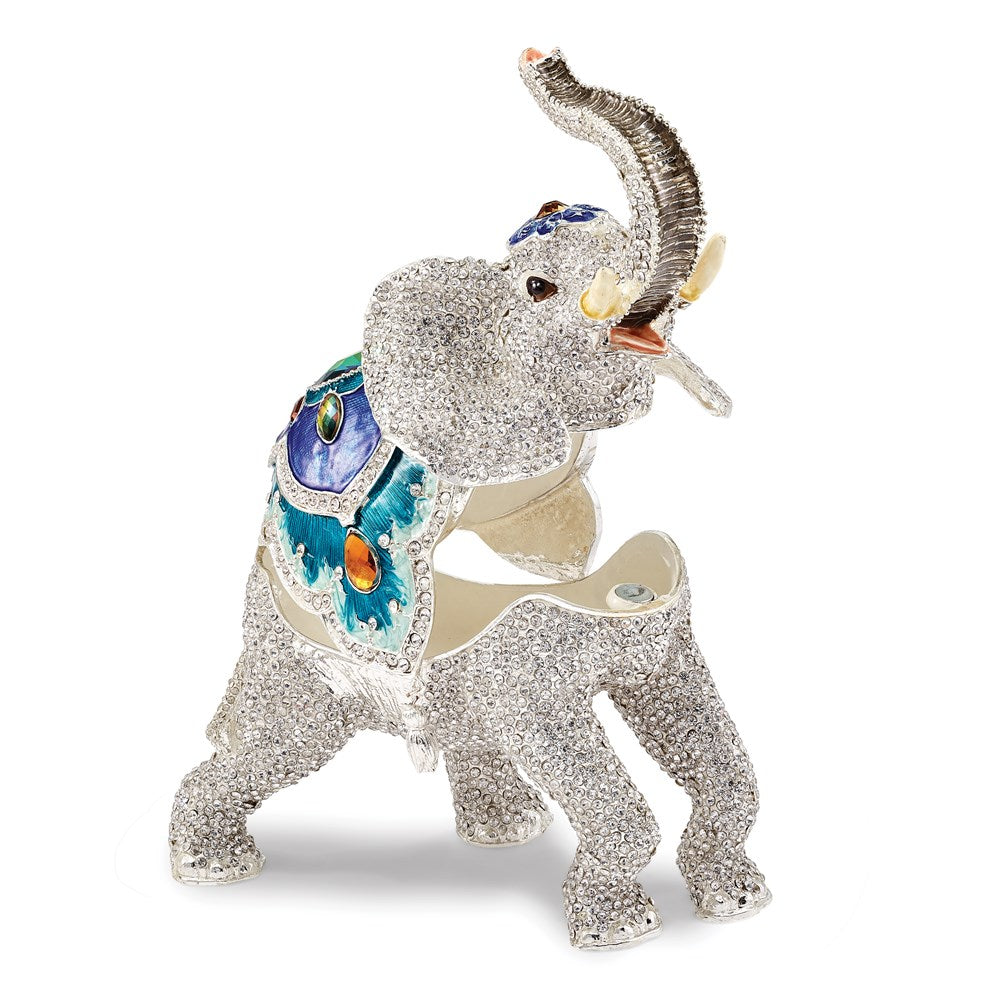 Jere Luxury Giftware, Bejeweled BAKUL Full Crystal White Elephant Trinket Box with Matching Pendant Trinket Box & Keepsake Container Collectible Gift by Jere Luxury Giftware