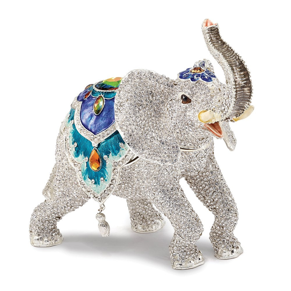 Jere Luxury Giftware, Bejeweled BAKUL Full Crystal White Elephant Trinket Box with Matching Pendant Trinket Box & Keepsake Container Collectible Gift by Jere Luxury Giftware