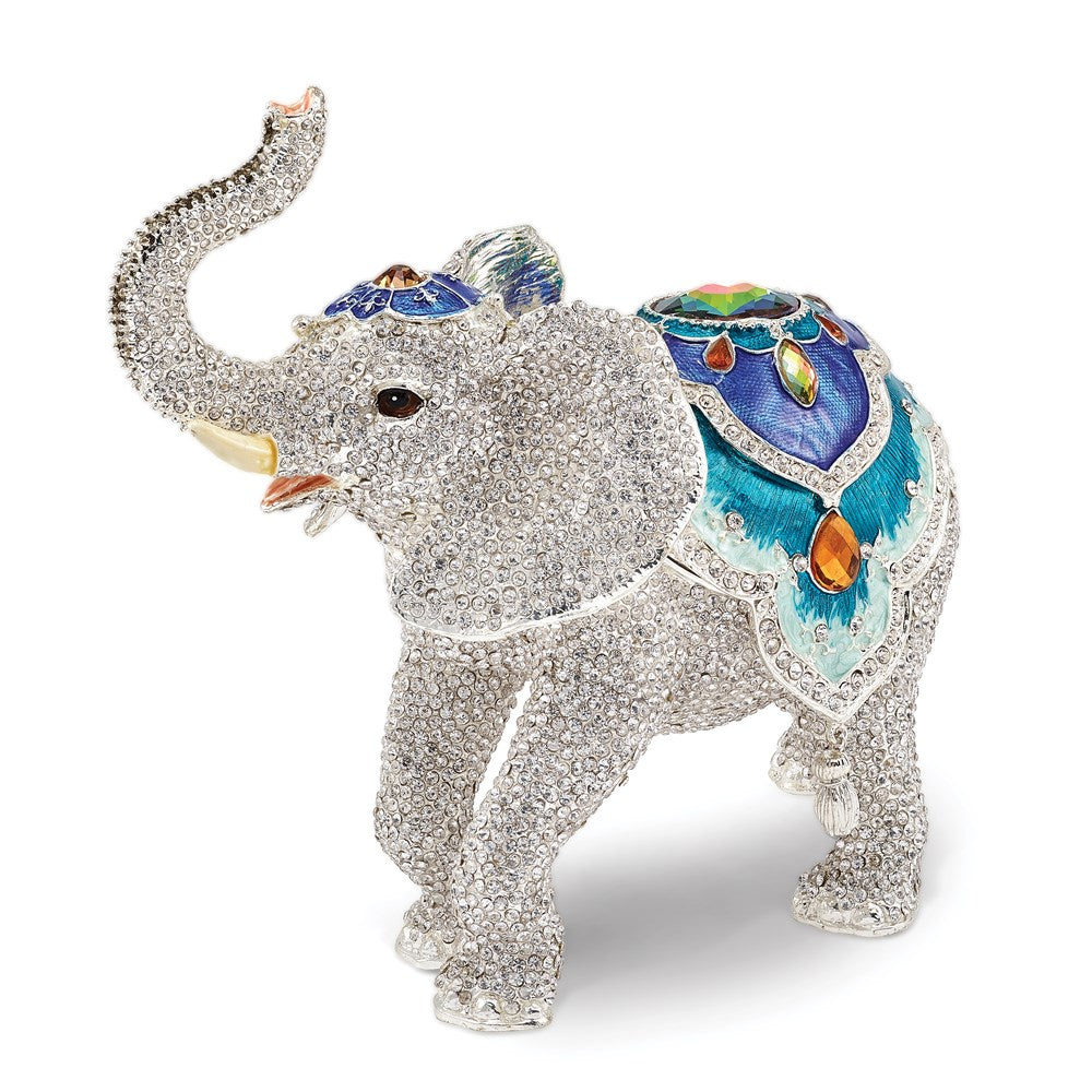 Jere Luxury Giftware, Bejeweled BAKUL Full Crystal White Elephant Trinket Box with Matching Pendant Trinket Box & Keepsake Container Collectible Gift by Jere Luxury Giftware