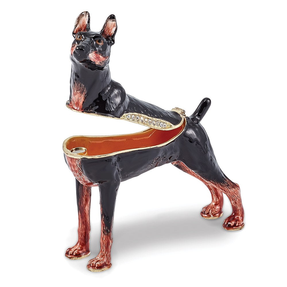 Jere Luxury Giftware, Bejeweled RALEIGH Doberman Pinscher Trinket Box with Matching Pendant Trinket Box & Keepsake Container Collectible Gift by Jere Luxury Giftware