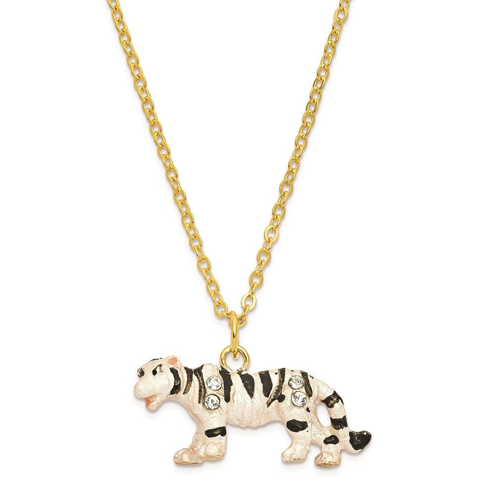 Jere Luxury Giftware, Bejeweled MALA White Tiger Trinket Box with Matching Pendant Trinket Box & Keepsake Container Collectible Gift by Jere Luxury Giftware