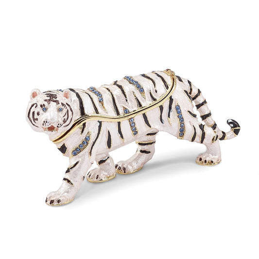Jere Luxury Giftware, Bejeweled MALA White Tiger Trinket Box with Matching Pendant Trinket Box & Keepsake Container Collectible Gift by Jere Luxury Giftware