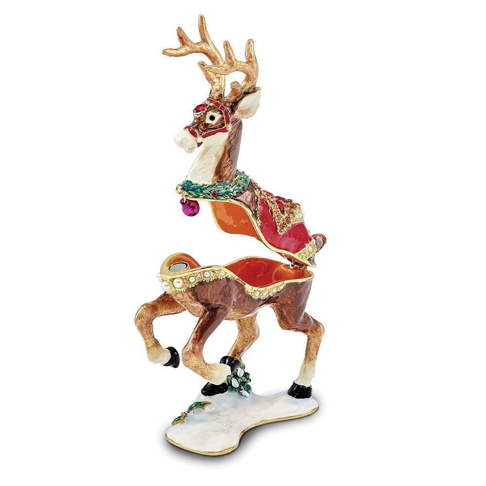 Jere Luxury Giftware, Bejeweled RUFUS Reindeer Trinket Box with Matching Pendant Trinket Box & Keepsake Container Collectible Gift by Jere Luxury Giftware
