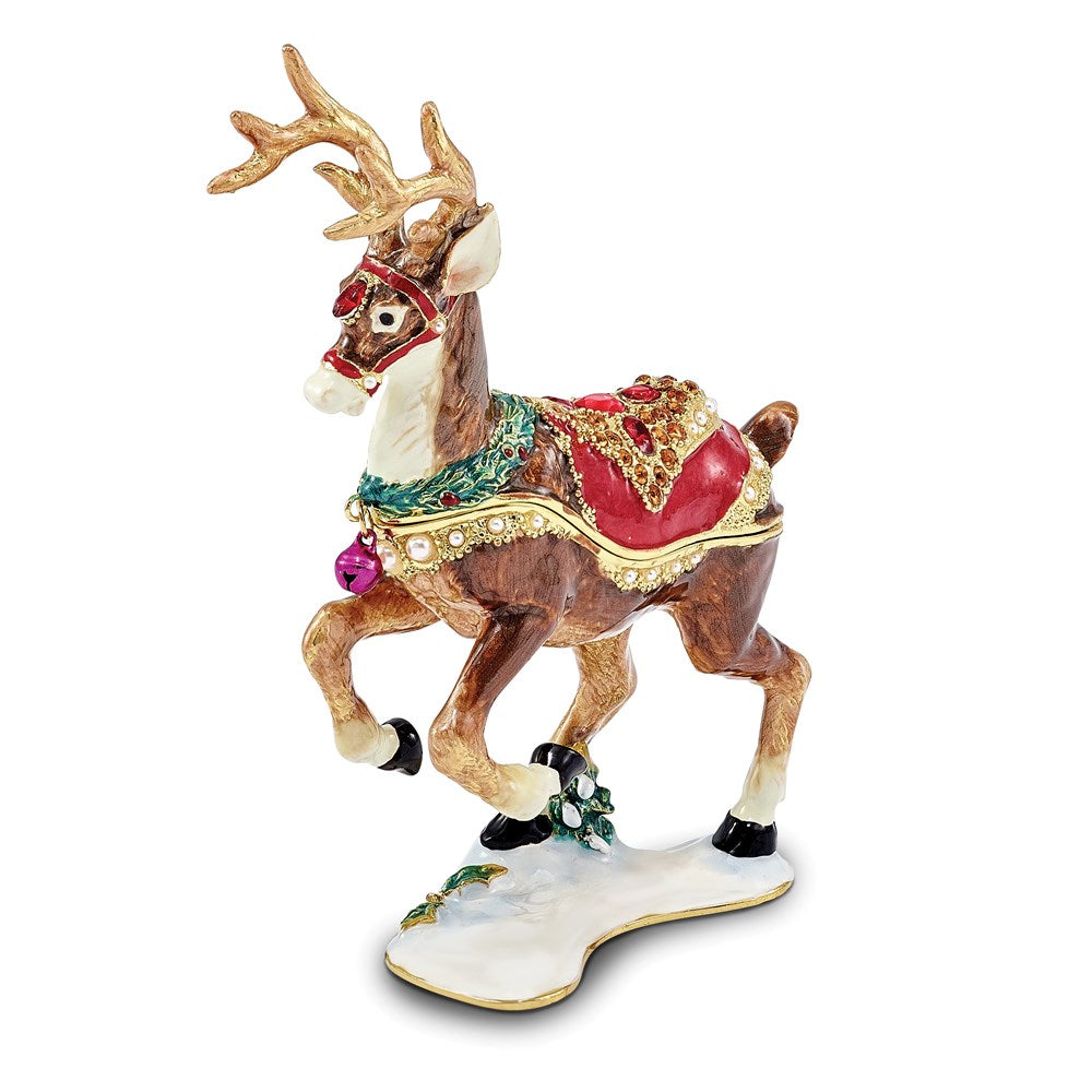 Jere Luxury Giftware, Bejeweled RUFUS Reindeer Trinket Box with Matching Pendant Trinket Box & Keepsake Container Collectible Gift by Jere Luxury Giftware