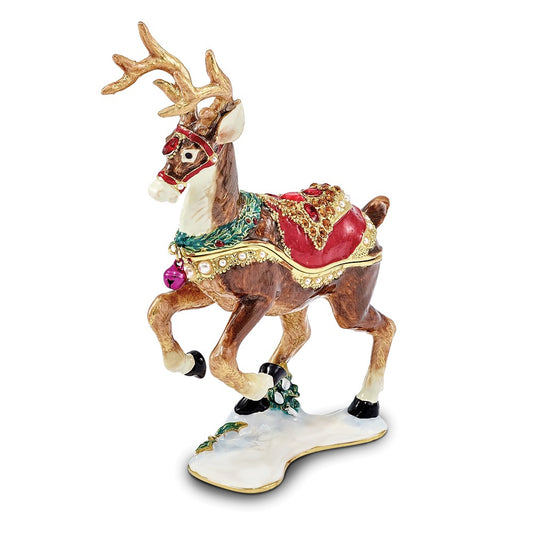Jere Luxury Giftware, Bejeweled RUFUS Reindeer Trinket Box with Matching Pendant Trinket Box & Keepsake Container Collectible Gift by Jere Luxury Giftware