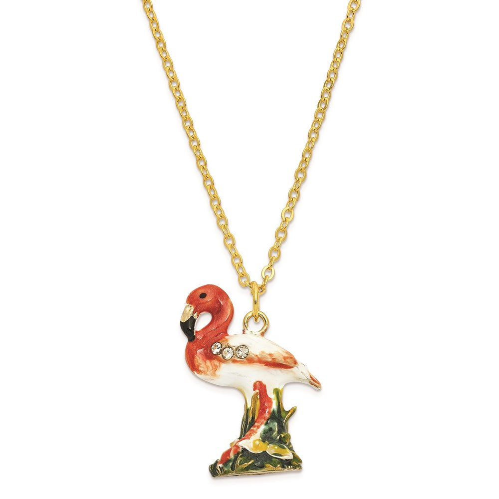 Jere Luxury Giftware, Bejeweled MANGO Large Flamingo Trinket Box with Matching Pendant Trinket Box & Keepsake Container Collectible Gift by Jere Luxury Giftware