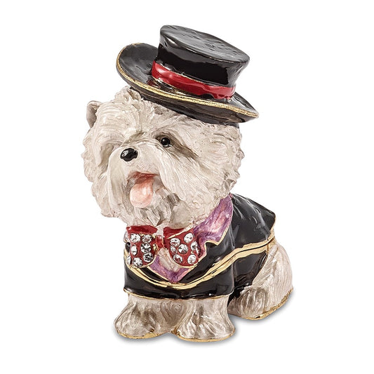 Jere Luxury Giftware, Bejeweled R. BUTLER Tuxedo Dog Trinket Box with Matching Pendant Trinket Box & Keepsake Container Collectible Gift by Jere Luxury Giftware