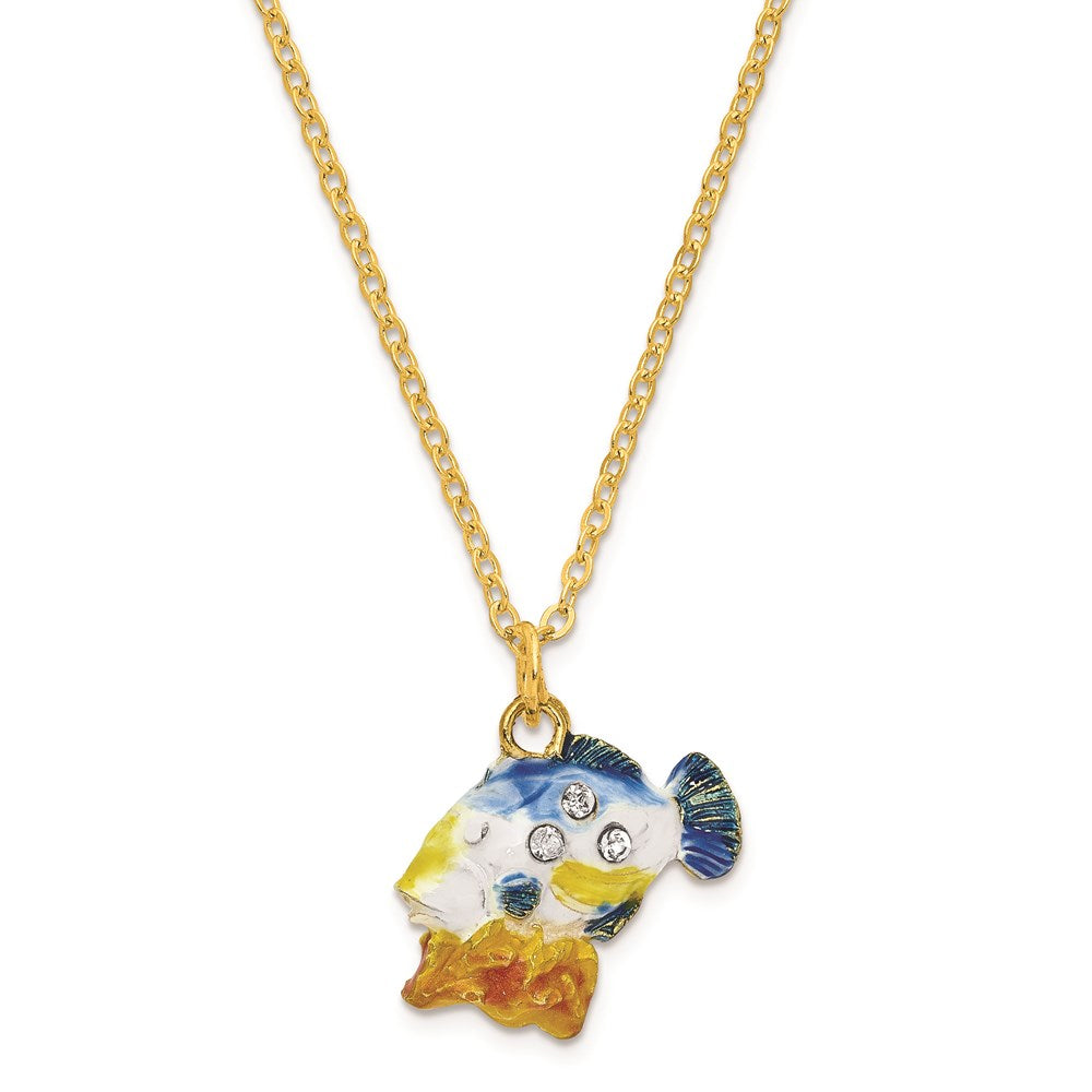 Jere Luxury Giftware, Bejeweled TRIGGER Humu Humu Fish Trinket Box with Matching Pendant Trinket Box & Keepsake Container Collectible Gift by Jere Luxury Giftware