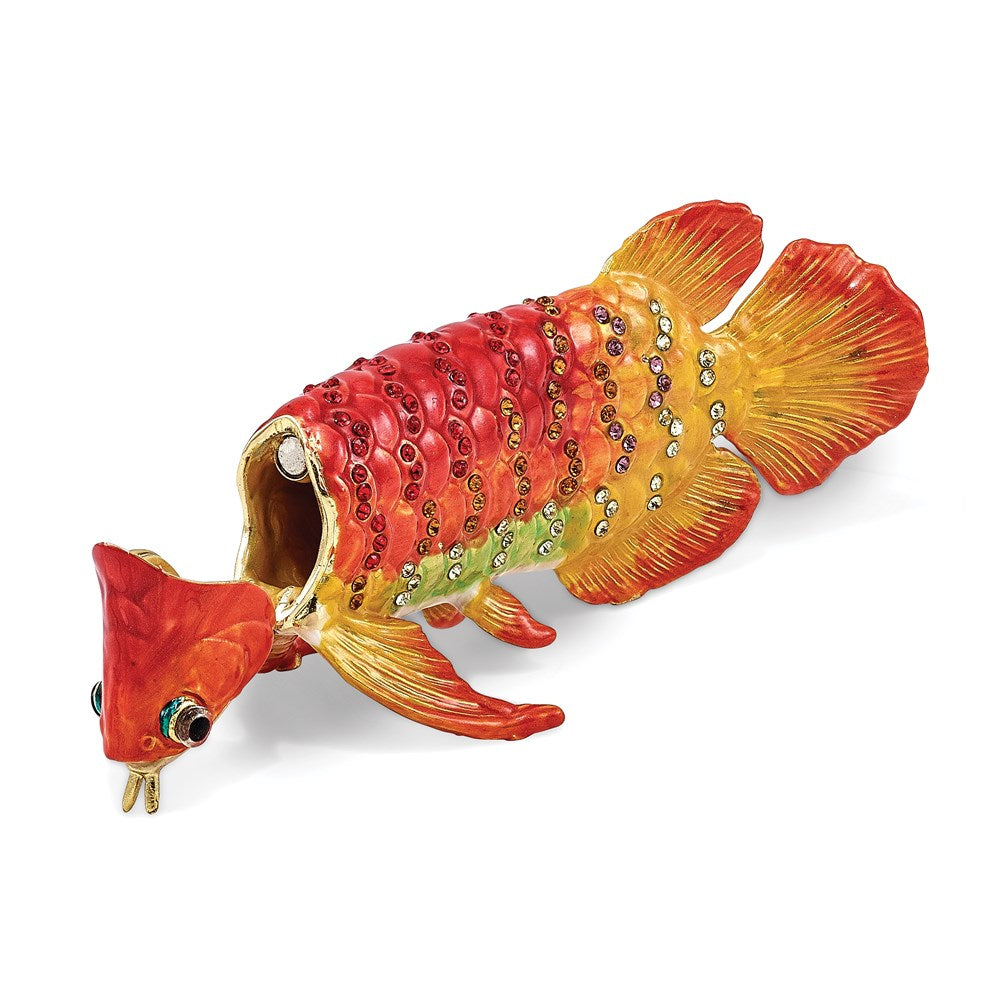 Jere Luxury Giftware, Bejeweled SUMO Koi Fish Trinket Box with Matching Pendant Trinket Box & Keepsake Container Collectible Gift by Jere Luxury Giftware