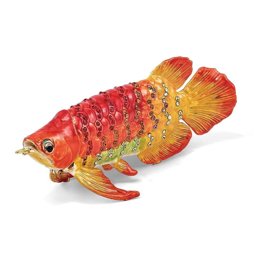 Jere Luxury Giftware, Bejeweled SUMO Koi Fish Trinket Box with Matching Pendant Trinket Box & Keepsake Container Collectible Gift by Jere Luxury Giftware