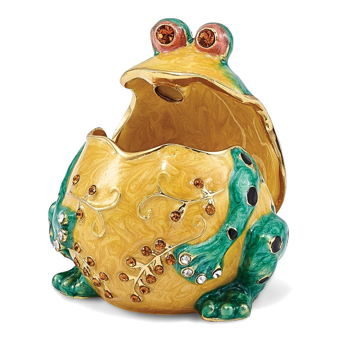 Jere Luxury Giftware, Bejeweled BUBBA Croaking Bullfrog Trinket Box with Matching Pendant