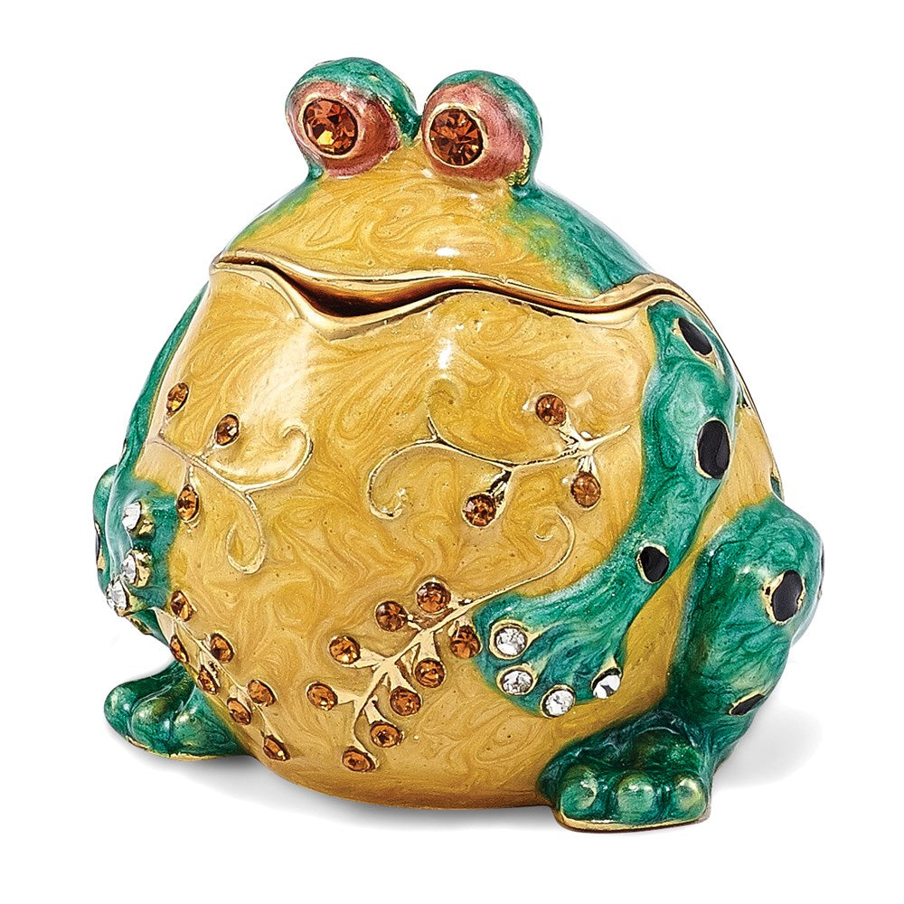 Jere Luxury Giftware, Bejeweled BUBBA Croaking Bullfrog Trinket Box with Matching Pendant Trinket Box & Keepsake Container Collectible Gift by Jere Luxury Giftware
