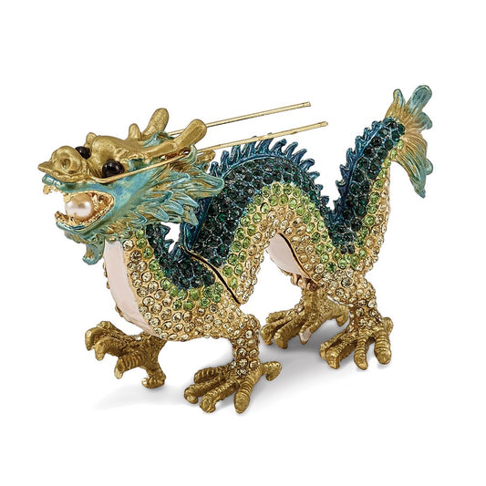 Jere Luxury Giftware, Bejeweled CHI Chinese Dragon Trinket Box with Matching Pendant Trinket Box & Keepsake Container Collectible Gift by Jere Luxury Giftware