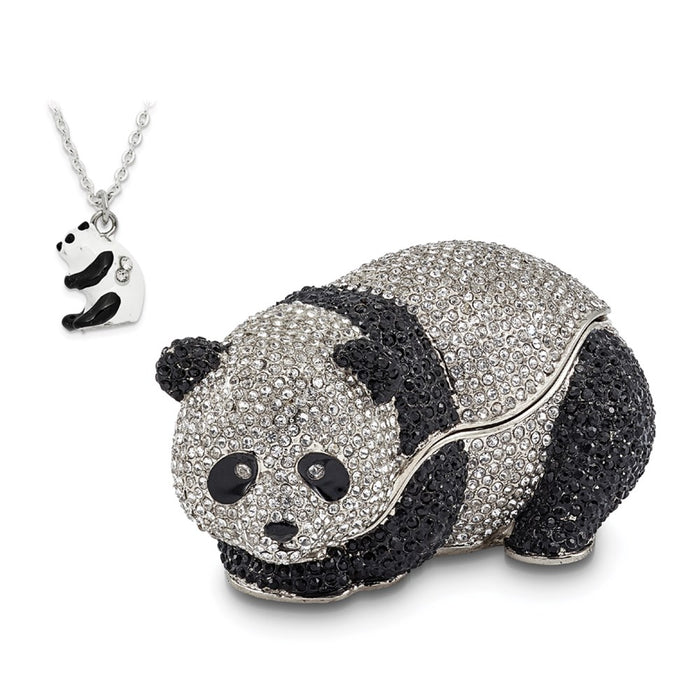 Jere Luxury Giftware, Bejeweled TING TING Full Crystal Panda Bear Trinket Box with Matching Pendant