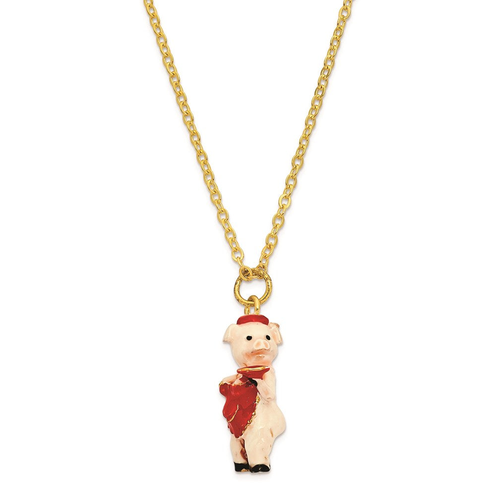Jere Luxury Giftware, Bejeweled FANCY NANCY Waitress Pig Trinket Box with Matching Pendant Trinket Box & Keepsake Container Collectible Gift by Jere Luxury Giftware