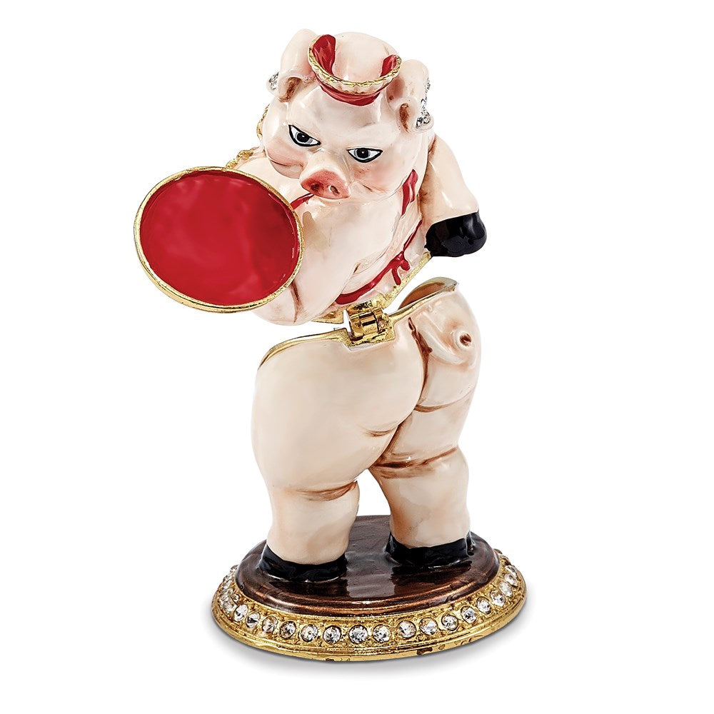 Jere Luxury Giftware, Bejeweled FANCY NANCY Waitress Pig Trinket Box with Matching Pendant Trinket Box & Keepsake Container Collectible Gift by Jere Luxury Giftware