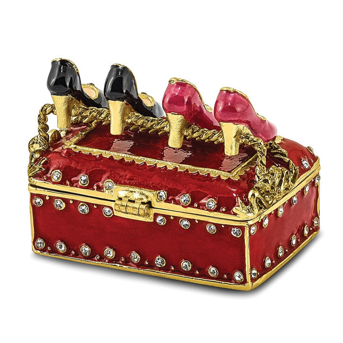 Jere Luxury Giftware, Bejeweled IMELDA'S Shoe Rack Trinket Box with Matching Pendant