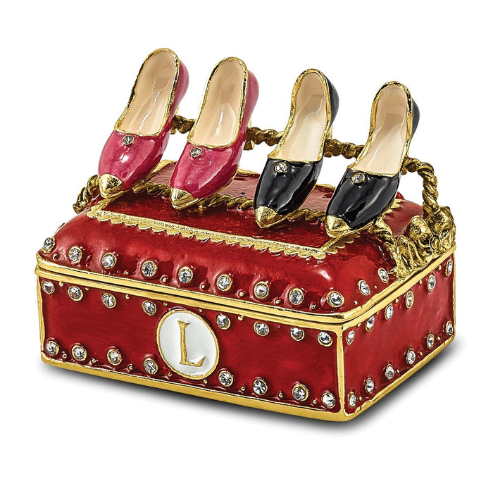 Jere Luxury Giftware, Bejeweled IMELDA'S Shoe Rack Trinket Box with Matching Pendant