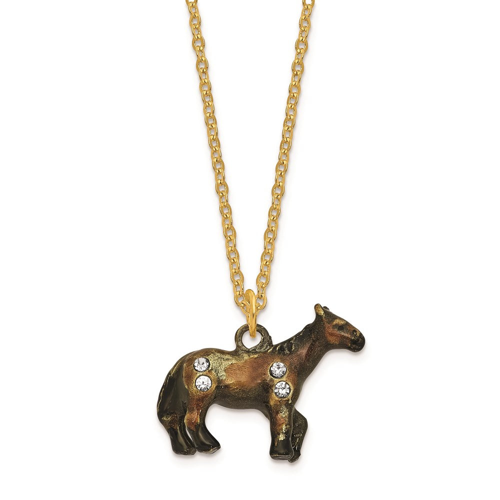 Jere Luxury Giftware, Bejeweled SPENCER Dark Bay Horse Trinket Box with Matching Pendant Trinket Box & Keepsake Container Collectible Gift by Jere Luxury Giftware