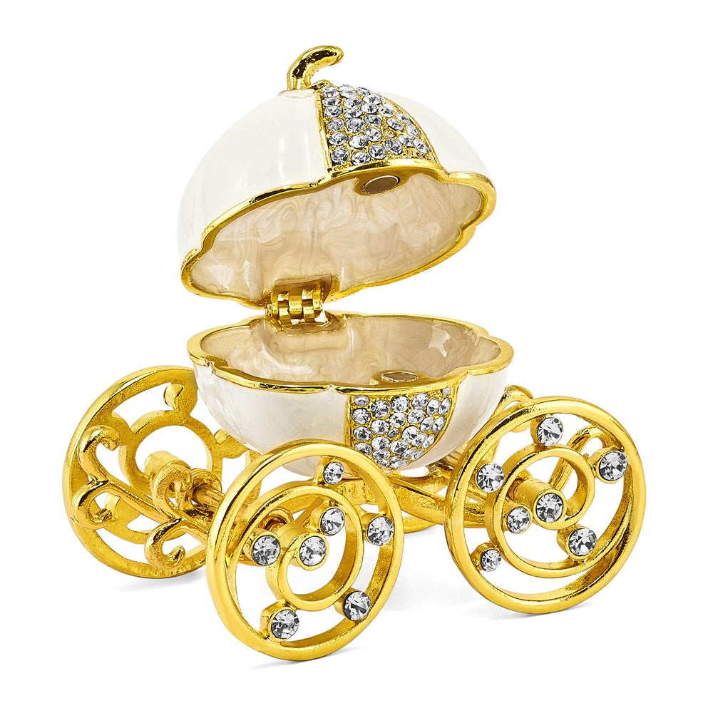 Jere Luxury Giftware, Bejeweled AFTER MIDNIGHT Pumpkin Coach Trinket Box with Matching Pendant Trinket Box & Keepsake Container Collectible Gift by Jere Luxury Giftware