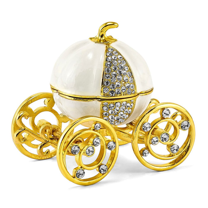 Jere Luxury Giftware, Bejeweled AFTER MIDNIGHT Pumpkin Coach Trinket Box with Matching Pendant