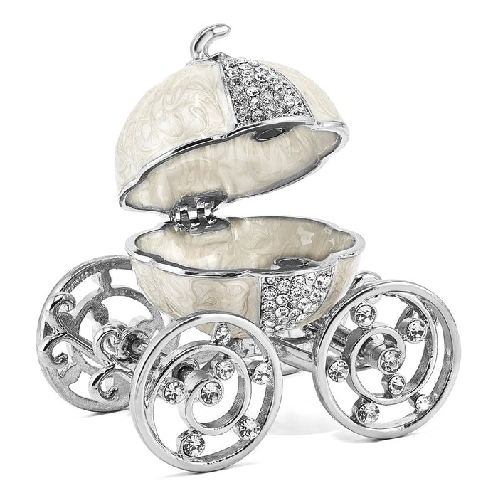 Jere Luxury Giftware, Bejeweled EVER AFTER Pumpkin Coach Trinket Box with Matching Pendant