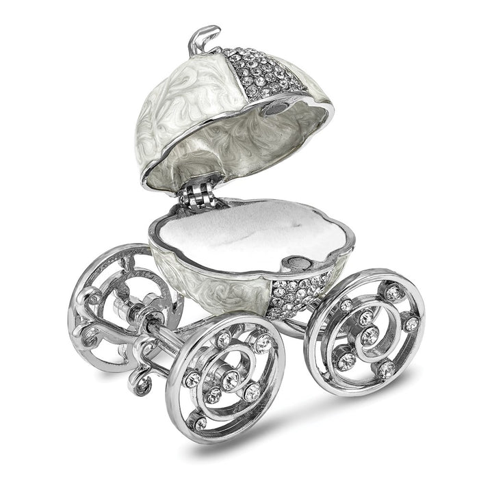 Jere Luxury Giftware, Bejeweled EVER AFTER Pumpkin Coach Trinket Box with Matching Pendant