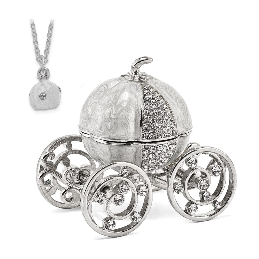 Jere Luxury Giftware, Bejeweled EVER AFTER Pumpkin Coach Trinket Box with Matching Pendant Trinket Box & Keepsake Container Collectible Gift by Jere Luxury Giftware